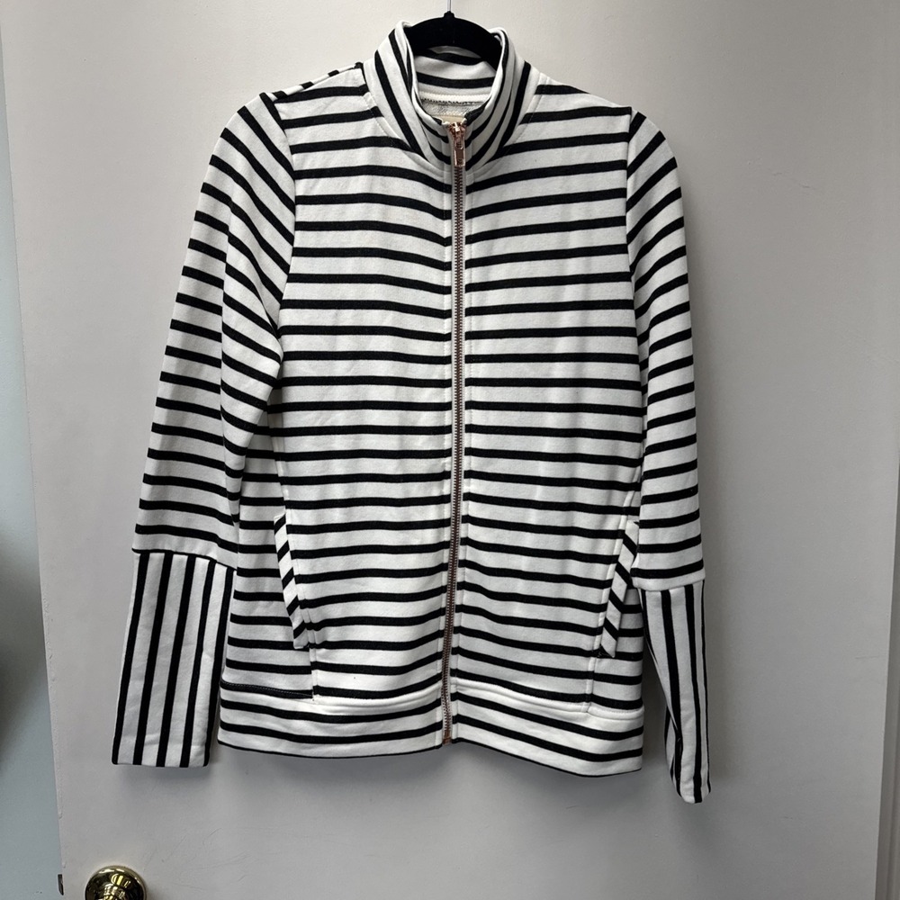 Stripe‎ Mock Neck Zip Up Sweatshirt